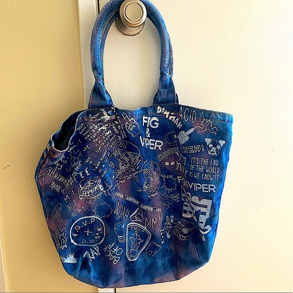 1/1 Fig & Viper x Up All Night x Dim Mak Jean Tote (+ signed Steve Aoki ticket) - Picture 3 of 13